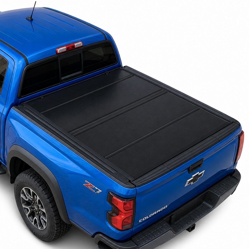 ฝาครอบ Tonneau แบบพับสี่ทบชนิดแข็งโปรไฟล์ต่ำสำหรับ Chevy Colorado