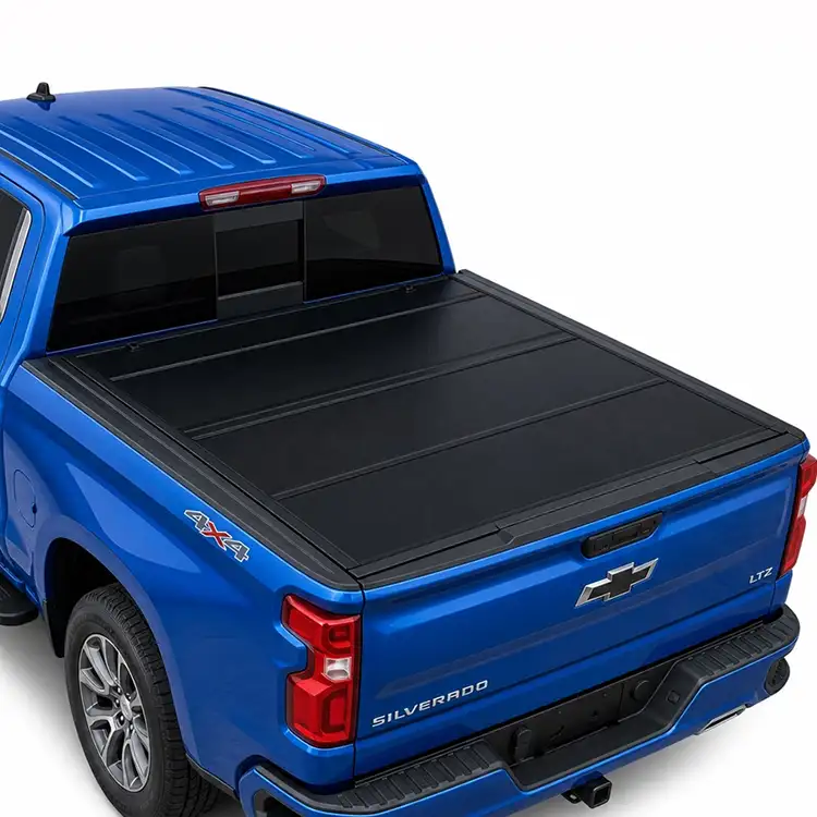 ฝาครอบ Tonneau แบบพับสี่ทบชนิดแข็งโปรไฟล์ต่ำสำหรับ Chewy Silverado
